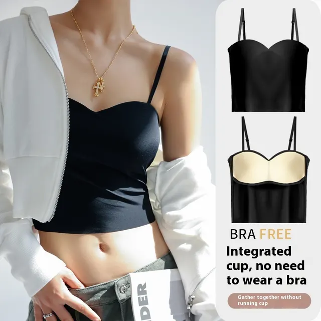 Women's Inner Anti exposure Underwear Bra With Chest Pad Summer Thin Black - Shop at LoveMi
