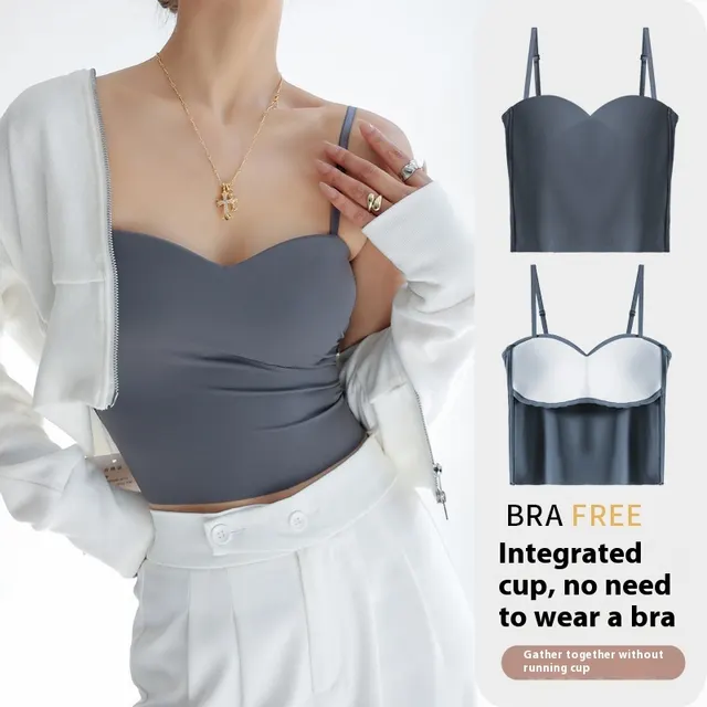 Women's Inner Anti exposure Underwear Bra With Chest Pad Summer Thin Gray - Shop at LoveMi