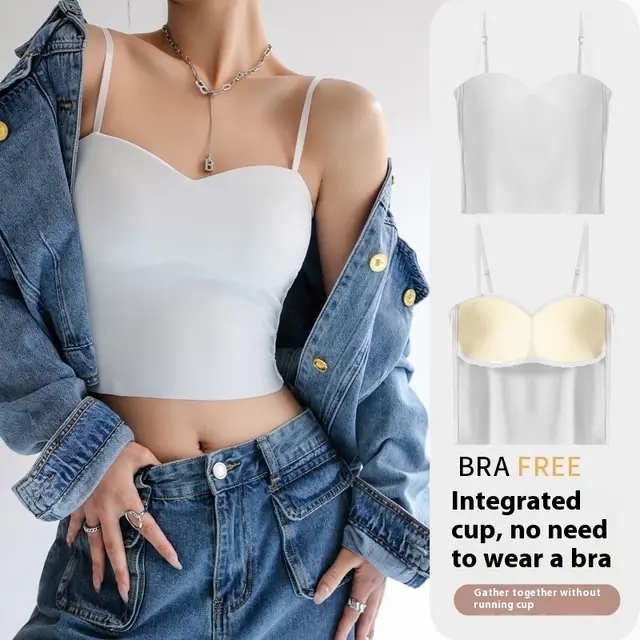 Women's Inner Anti exposure Underwear Bra With Chest Pad Summer Thin White - Shop at LoveMi