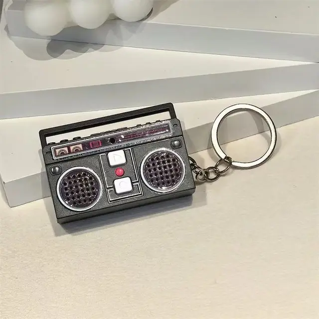 Mini Retro Radio Pendant Decoration Keychain Black - Shop at LoveMi