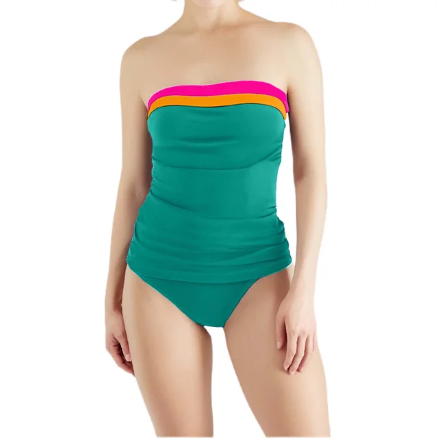 New Split Women's Bikini Beach Vacation Color Matching Swimsuit Green - Shop at LoveMi