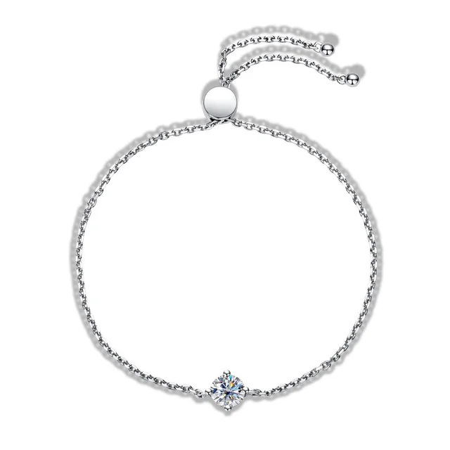 S925 Sterling Silver Classic Four claw D color Moissanite Bracelet K White - Shop at LoveMi