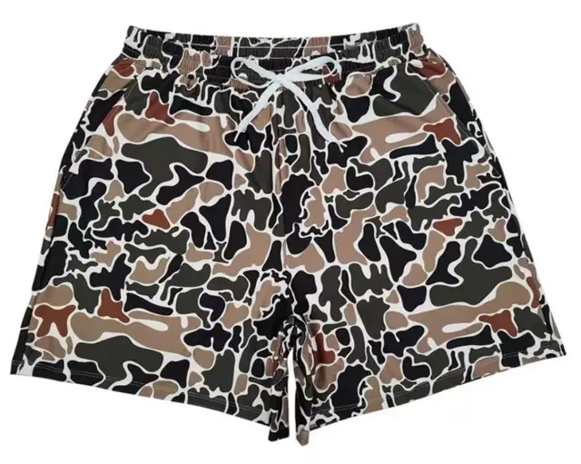 Digital Printing Drawstring Lace up Shorts Casual Printed 1 Brown Stone Pattern - Shop at LoveMi