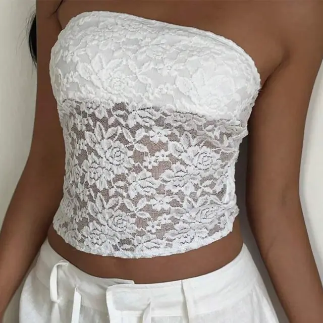 Women's European And American Style Lace Tube Top White - Shop at LoveMi