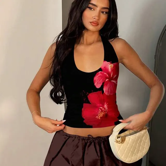 Summer Vacation Style Backless Halter Small Tank Top Black - Shop at LoveMi