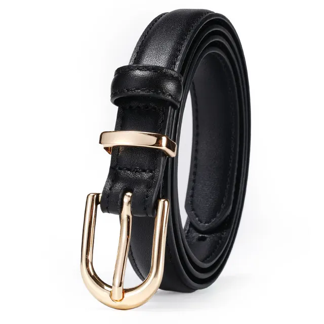 Women's First Layer Cowhide Pin Buckle Korean Style Trendy All matching Black Gold Buckle - Shop at LoveMi