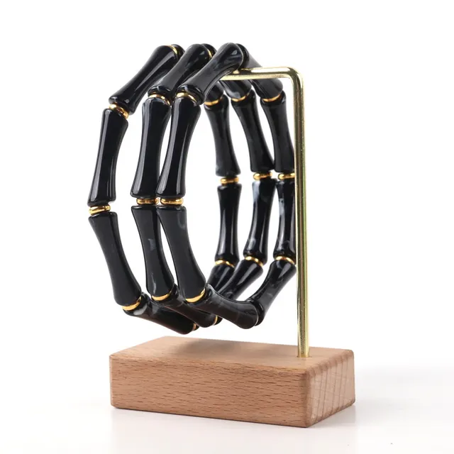 Bracelet Acrylic Bamboo Ring Niche Ladies Vintage Beaded Bracelets Charming Black - Shop at LoveMi