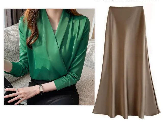 Satin Long Sleeve Women's Spring And Autumn Chiffon Shirt Suit 1 - Shop at LoveMi