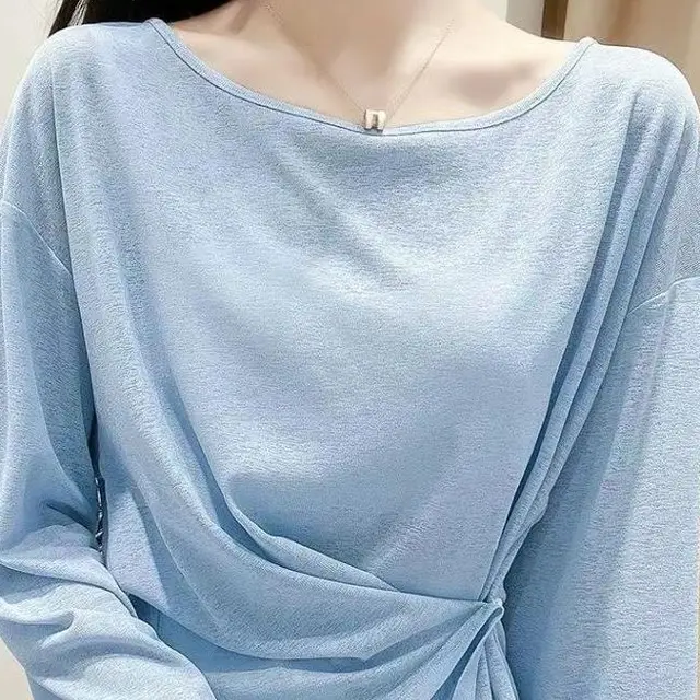 Irregular Summer Loose Thin Sun Protection Clothing For Women Light Blue - Shop at LoveMi