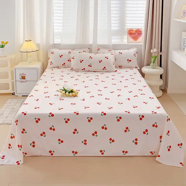 Summer Washed Cotton Bed Sheet Student Dormitory Small Cherry - Shop at LoveMi