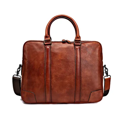 Skeleton skin Genuine Leather High grade Briefcase Brown - Shop at LoveMi
