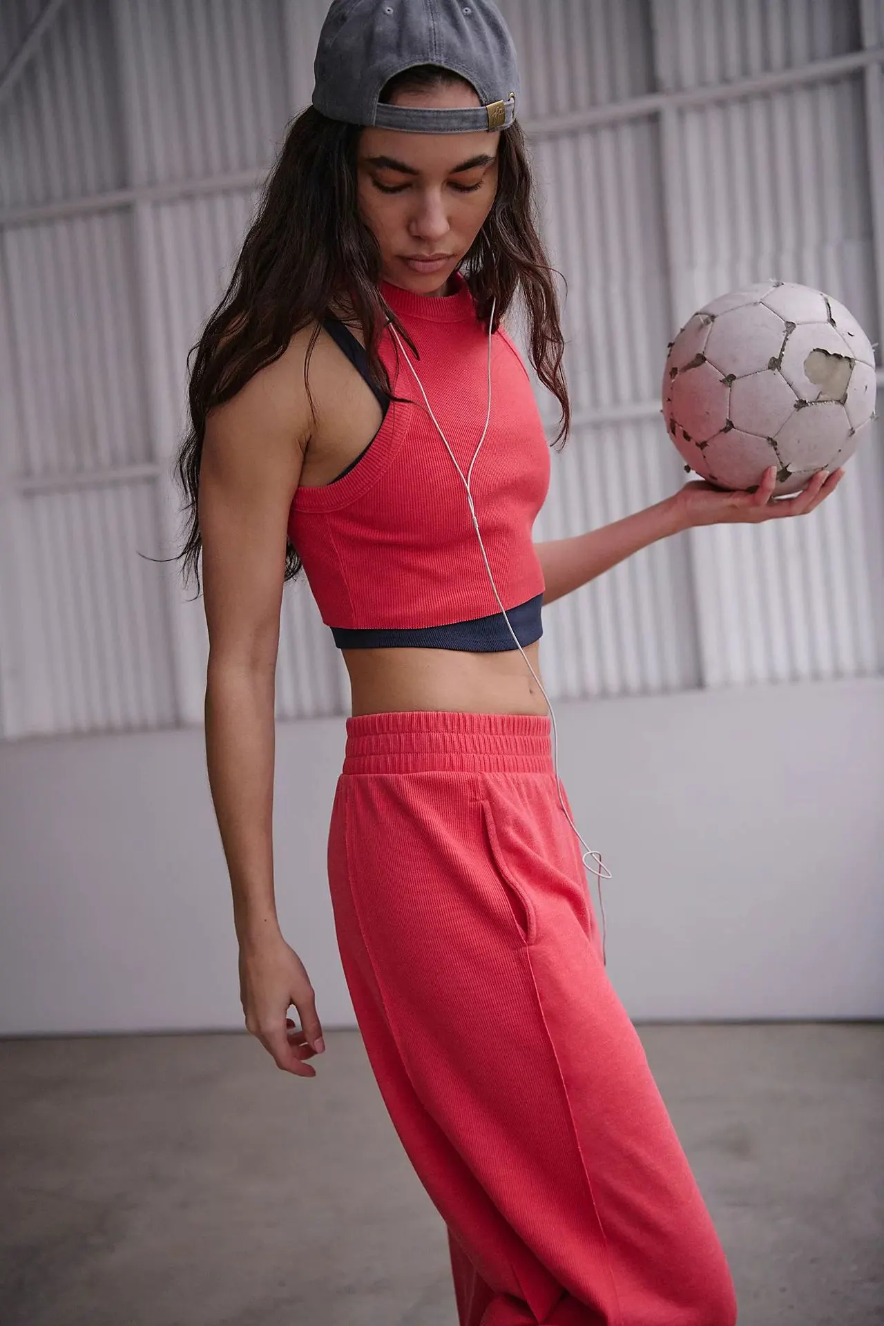 Fashion Casual Women's Solid Color High-elastic Body Shaping Short Sleeve Wide Leg Pants Suit - Red