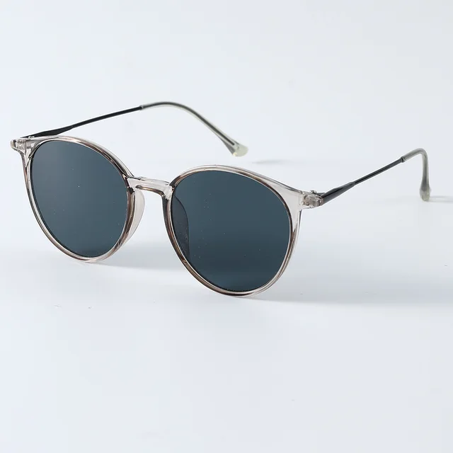 New Artistic Round Frame Women's All match Face looking Small Sunglasses Transparent Gray Frame Gray - Shop at LoveMi
