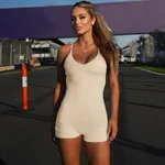 Sling Backless Fitness Yoga Tight Women's Jumpsuit - Beige