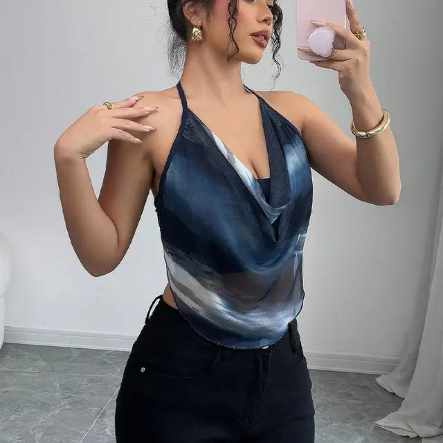 Women's Sexy European And American Style Straps Tulle Halter Vest Mixed Color - Shop at LoveMi