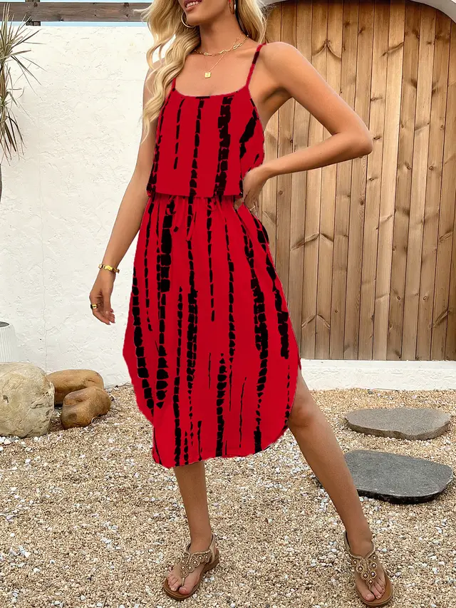 European And American style Floral Camisole Skirt Two piece Set Red - Shop at LoveMi