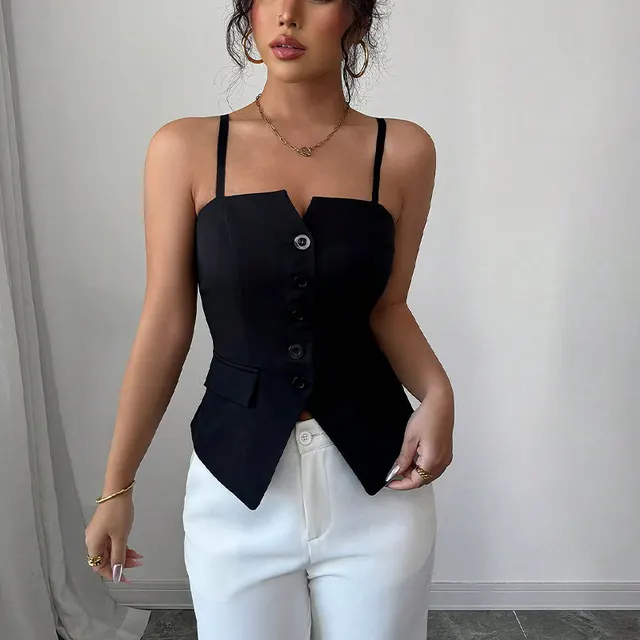 Fashionable Temperament Camisole Cardigan Women's Vest Black - Shop at LoveMi
