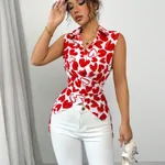 European And American Sleeveless Shirt Women's Fake Lapel - Mixed Color-Xl - View 1