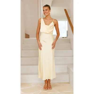 Solid Color Mercerizing Sexy Suspenders Dress Light Yellow - Shop at LoveMi