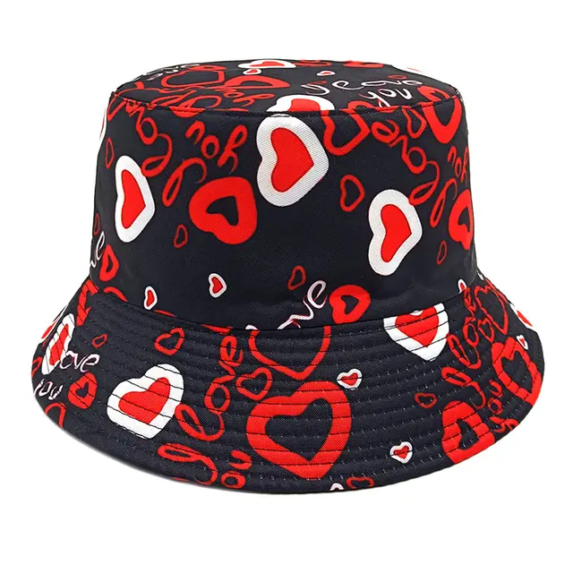 Heart Love Heart Pattern Bucket Hat Black - Shop at LoveMi