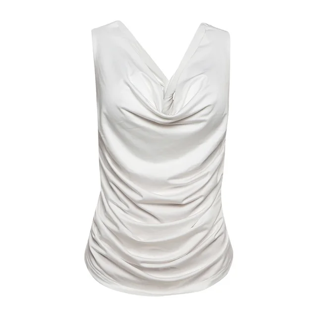 Trendy Swing Collar Sleeveless Backless Top For Women White - Shop at LoveMi