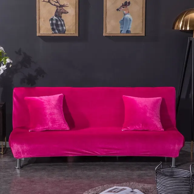 All inclusive Silver Fox Velvet Armless Folding Sofa Bedspread Rose Red - Shop at LoveMi
