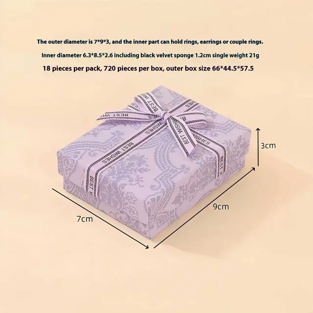 Lavender Purple Ring Necklace Jewelry Storage Gift Box 70X90X30Mm - Shop at LoveMi