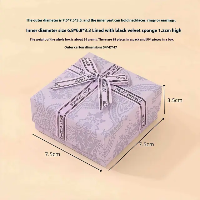 Lavender Purple Ring Necklace Jewelry Storage Gift Box 75X75X35Mm - Shop at LoveMi