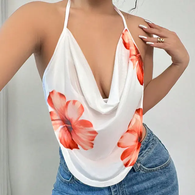 Top Vacation Style Hot Girl Camisole Halter White - Shop at LoveMi