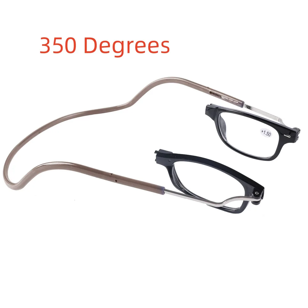 Anti-lost Silicone Magnet Hanging Neck Foldable Presbyopic Glasses - Black Frame Gray Feet - View 1