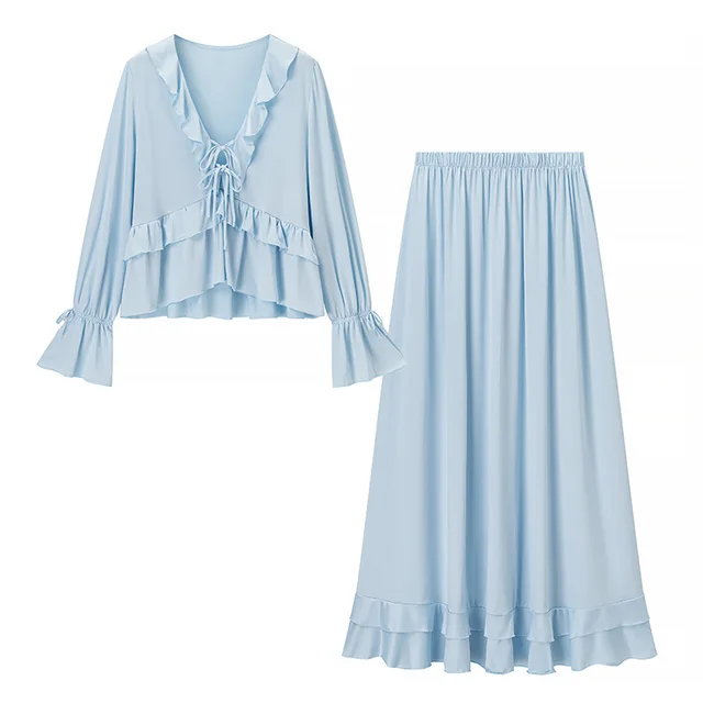 Laminated Decoration Ruffled French Style Dress Suit Set - Shop at LoveMi