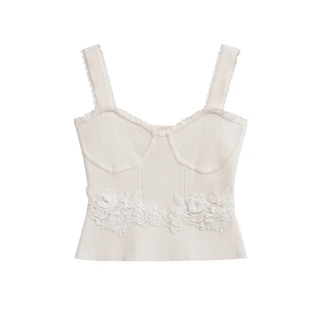 New Street Fashion Knitted Embroidered Slip Top Vest - Shop at LoveMi