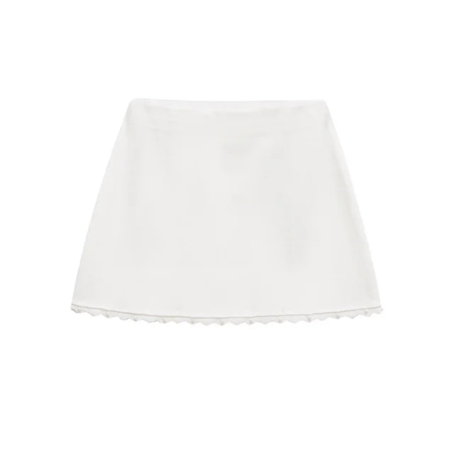 Artificial Decorated Pearls Warp Knitted Top Mini Skirt Suit Skirt - Shop at LoveMi
