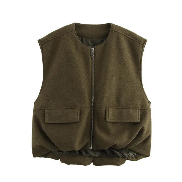 Loose Casual Sleeveless Pleated Loose Pockets Jacket - Shop at LoveMi