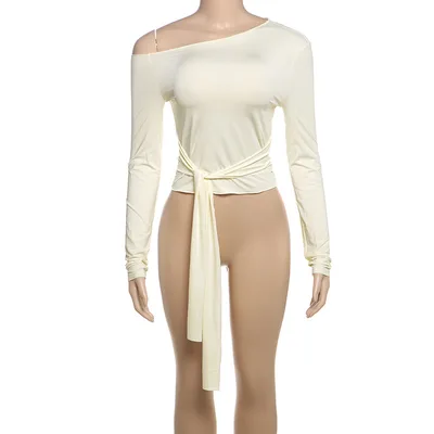 Women's Fashionable Solid Color All matching T shirt Apricot - Shop at LoveMi