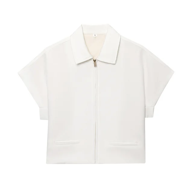 Lapel T shirt Shory Style Coat Straight leg Pants White Top - Shop at LoveMi
