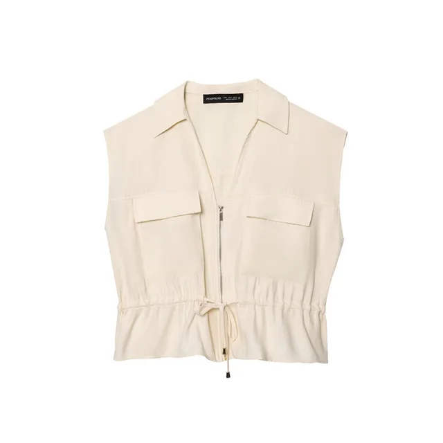 Elastic Waist Comfortable Wide Leg Casual Trousers Beige Coat - Shop at LoveMi