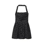 Summer Polka Dot Halter Backless Button Short Dress - View 1