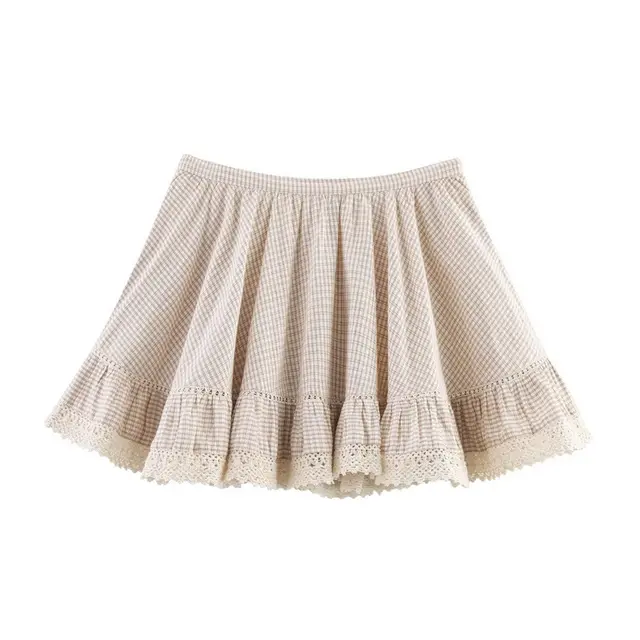 Women's Laminated Decoration Plaid Top Skirt Skirt - Shop at LoveMi