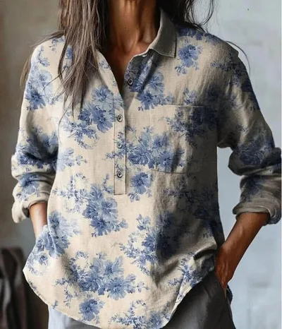 Summer Women's Fashion Printed Long sleeved Shirt Style7 L - Shop at LoveMi