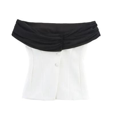 Summer Stitching Corset Top Stitching Waist Pants Suit Top M - Shop at LoveMi