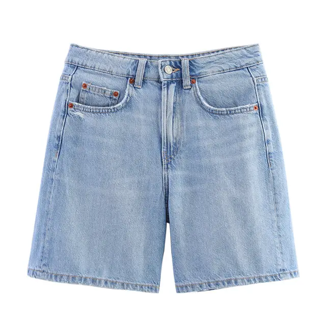 Summer European And American Style Initial Color Mid Waist Casual Denim Shorts Light Color - Shop at LoveMi