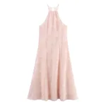 Texture Hanging Collar Sleeveless Dress - View 1