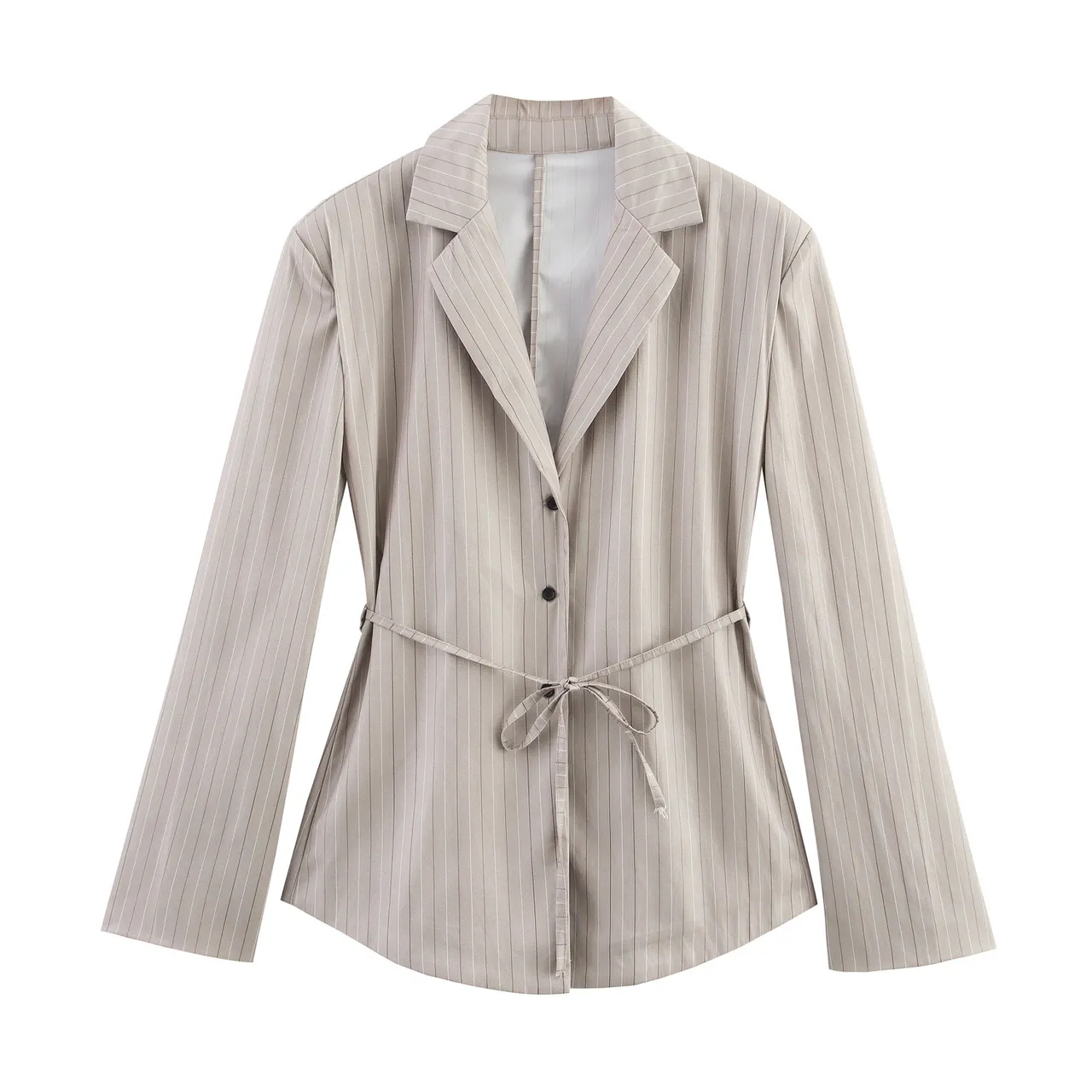 Thin Belt Suit Jacket Strap Mini Culottes - Khaki Blouse