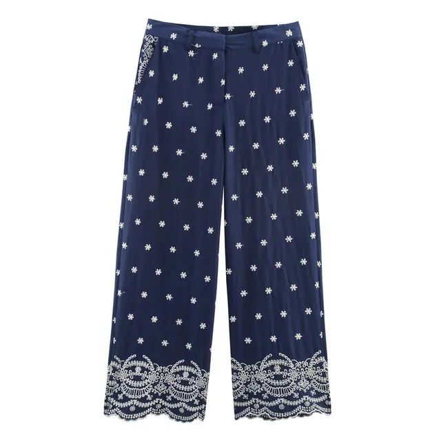 Retro Dots Embroidered Long Sleeve Shirt Pants - Shop at LoveMi