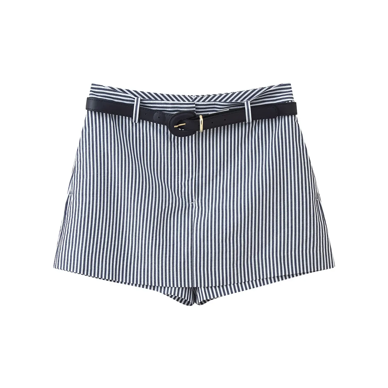 Summer Stripes Belt Casual Culottes - Gray
