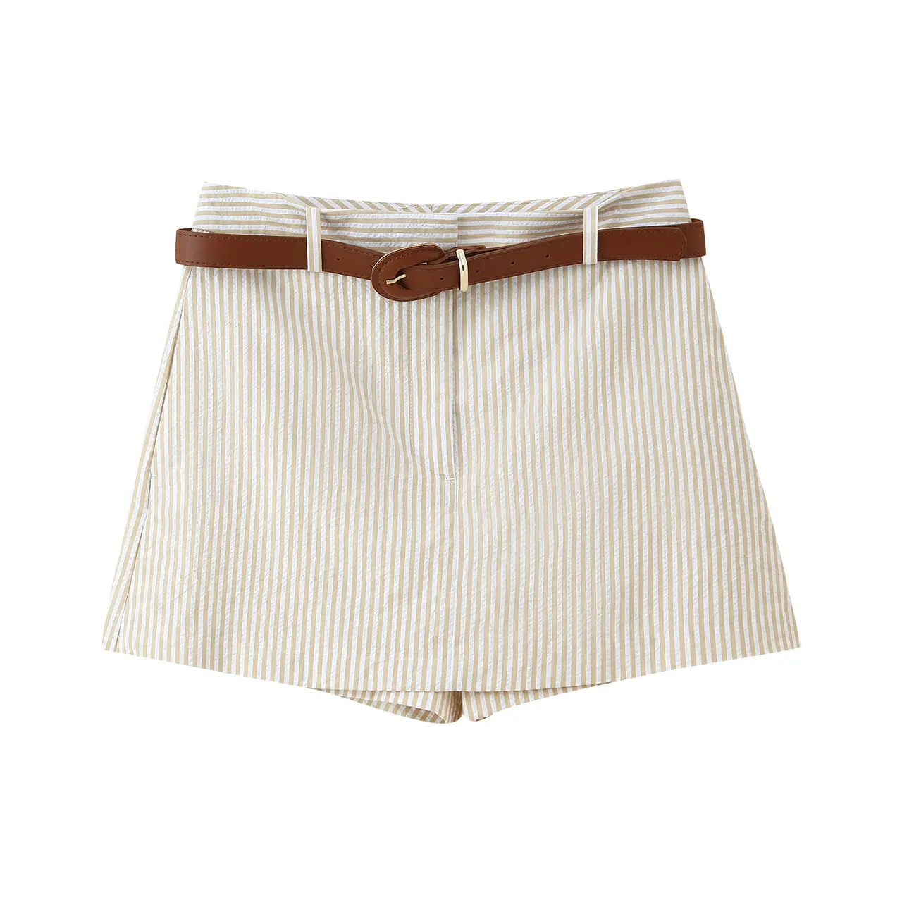 Summer Stripes Belt Casual Culottes - White