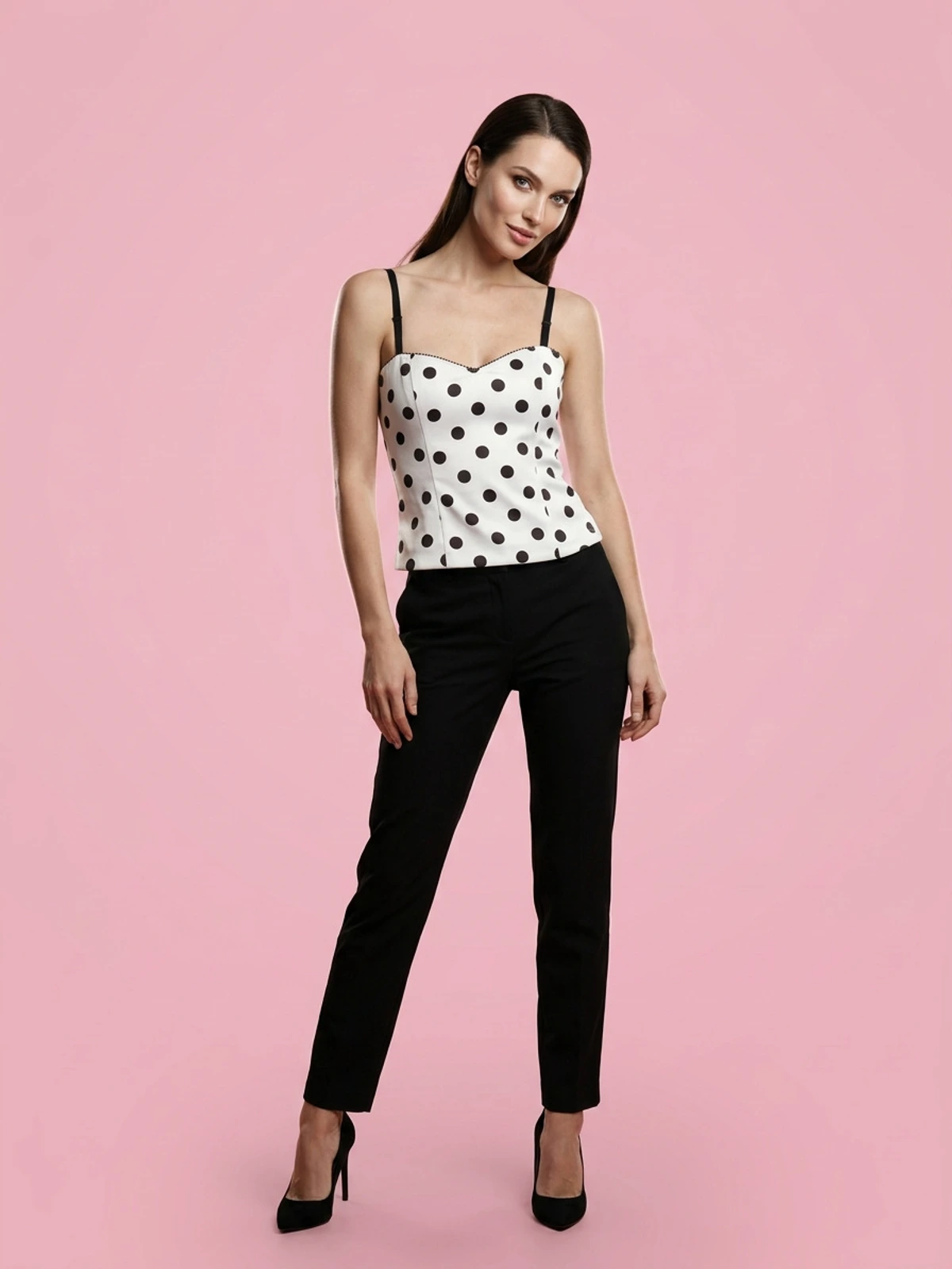Summer European And American Style Polka Dot Corset Strap Top