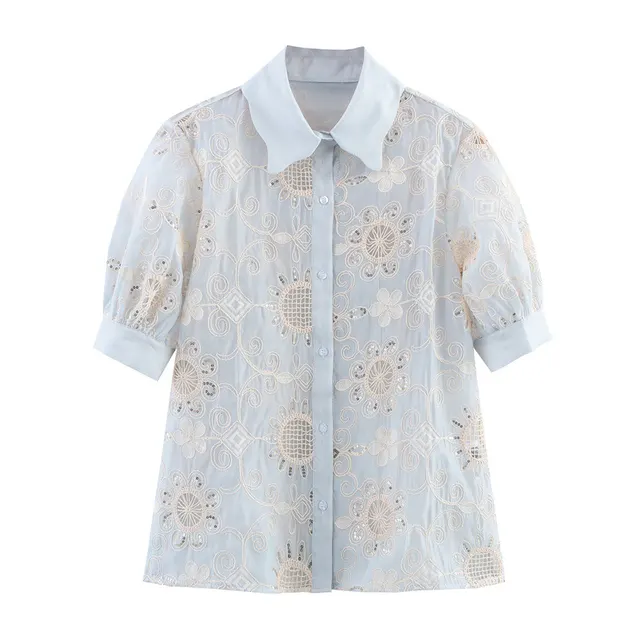 Ethnic Printed Commuter Sequined Embroidered Long sleeved Shirt Picture Color - Shop at LoveMi