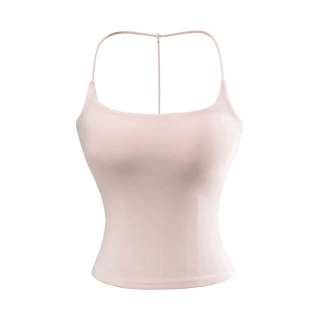 Solid Color Pure Desire Style Slim fit Detachable Chest Pad Sling Pink - Shop at LoveMi